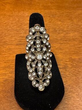 Crystal Filigree Statement Ring - Silver Crystal